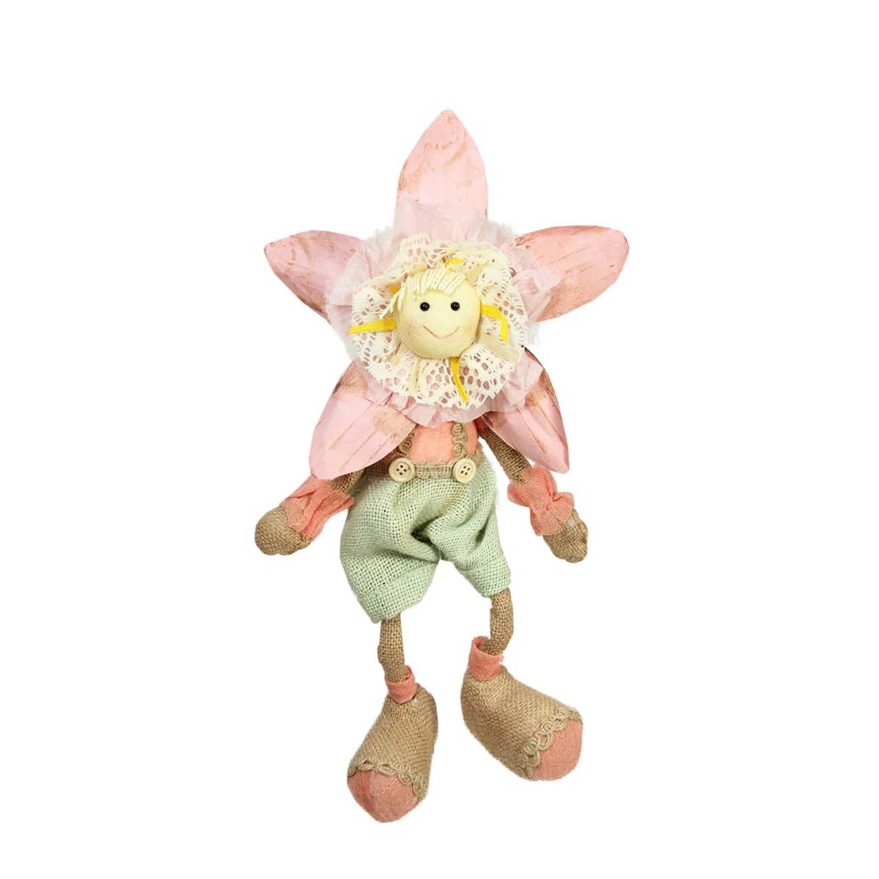15.5" Pink Spring Sitting Sunflower Girl Decorative Figure